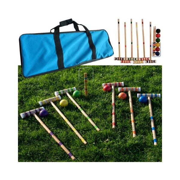 Toy Time Vintage Style Wooden Croquet Set with Carrying Case - 6 Player Outdoor Lawn Game for Kids and Adults 294375POG - main
